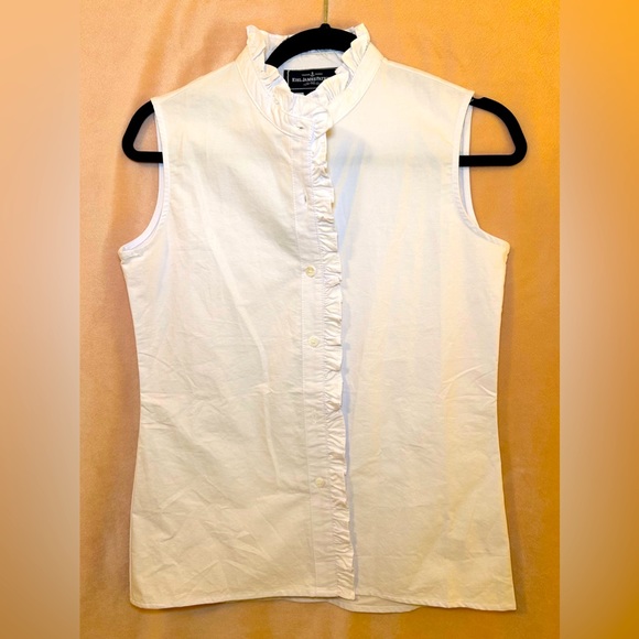 Kiel James Patrick Tops - Kiel James Patrick Ruffle Oxford Cotton Sleeveless Shirt Size XS White